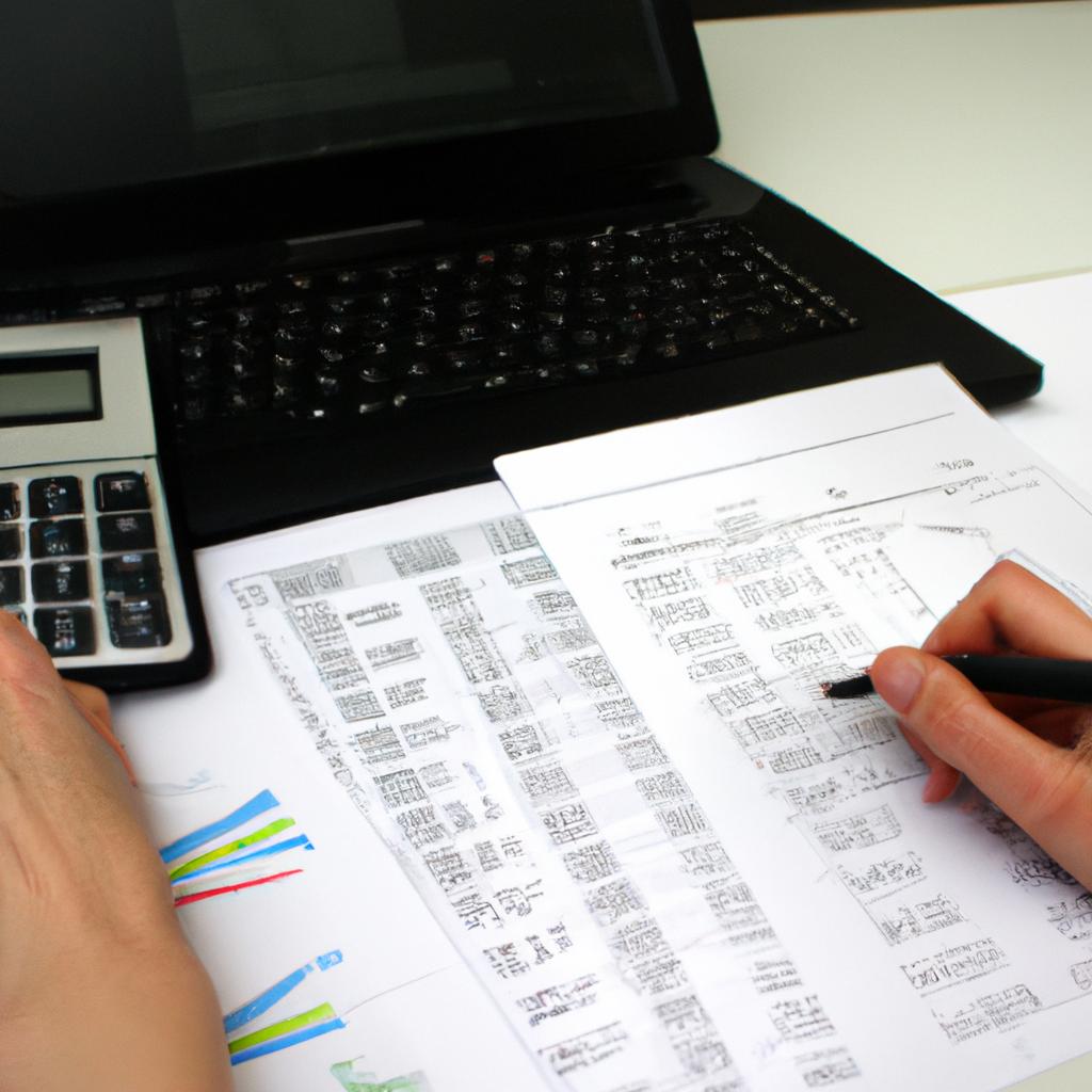 Person researching financial documents online