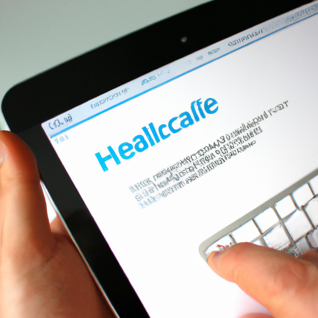 Person reading healthcare information online